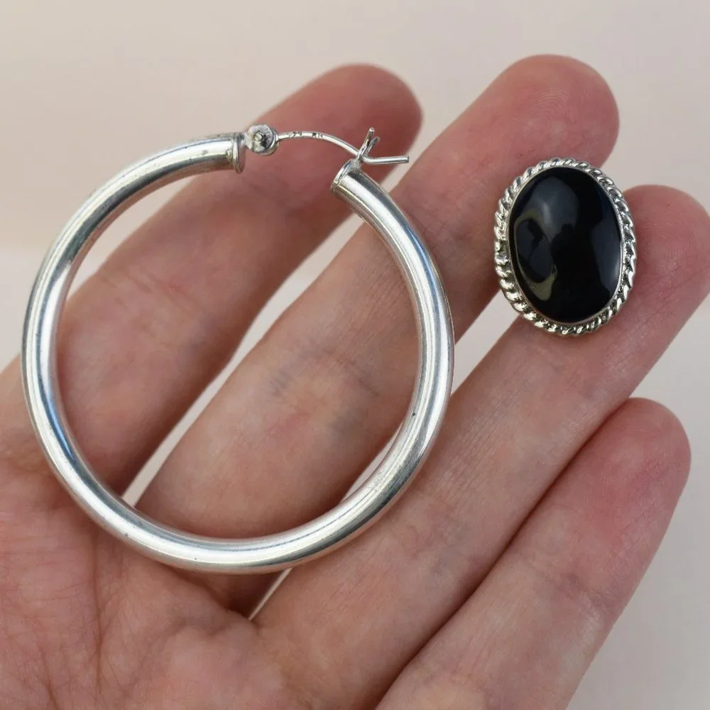 Super chunky asymmetrical earrings, bold mismatched earrings